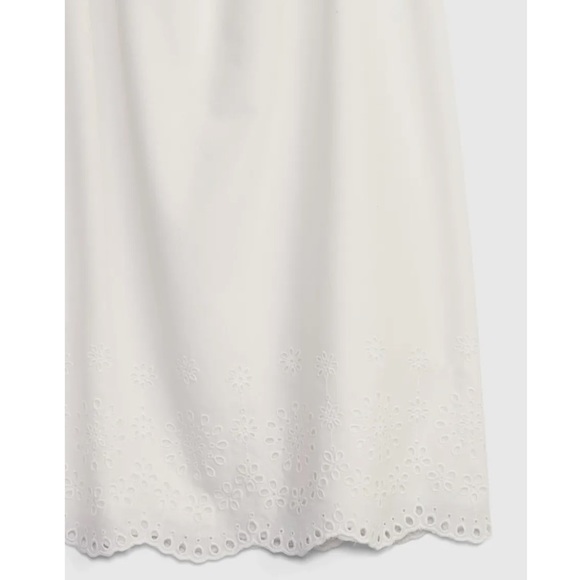 Gap Kids Girls Eyelet Puff Sleeve Dress White Ivory Cotton Embroidered LG 10 - Picture 3 of 6
